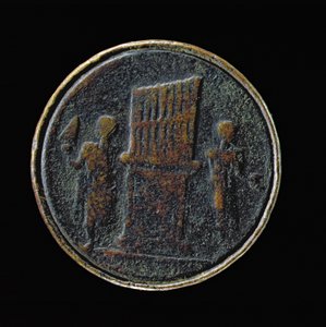 Romeinse munt met afbeelding van een orgel (brons)